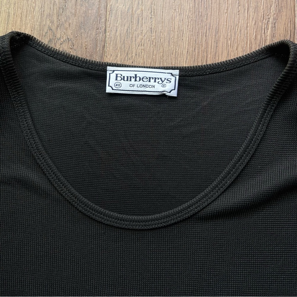 Burberry Burberrys vintage logo bodysuit short sleeve black Ribbed Sz 48 - Picture 5 of 13